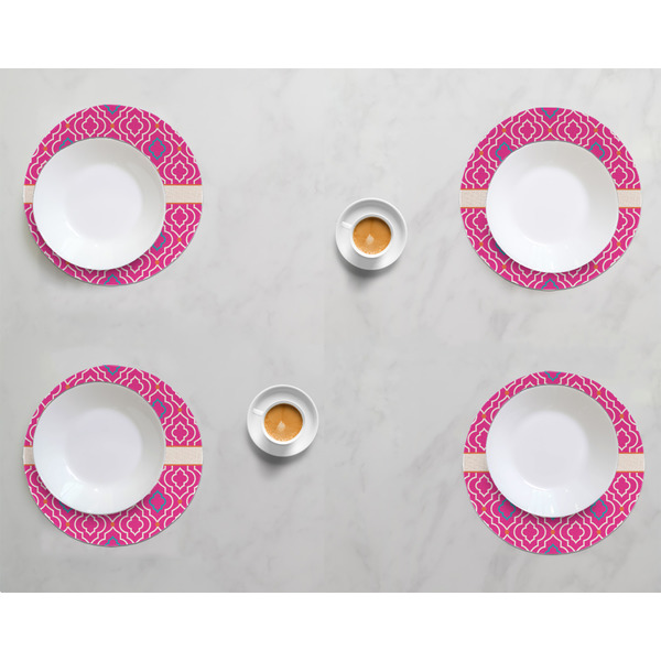 Colorful Trellis Round Linen Placemats - LIFESTYLE (set of 4)