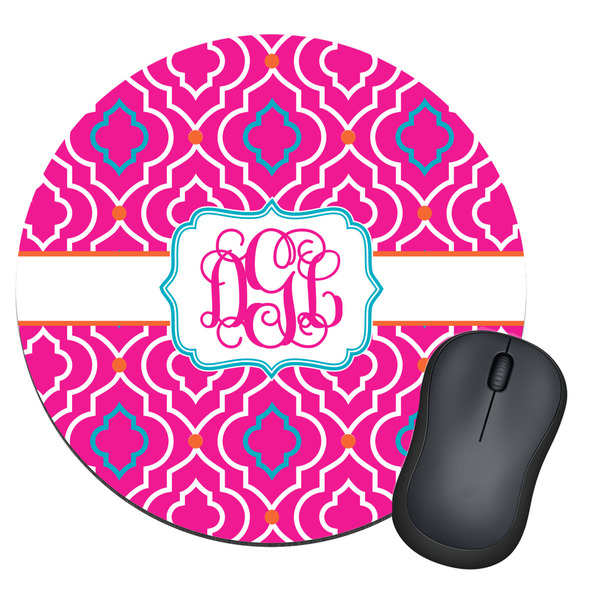 Custom Colorful Trellis Round Mouse Pad (Personalized)