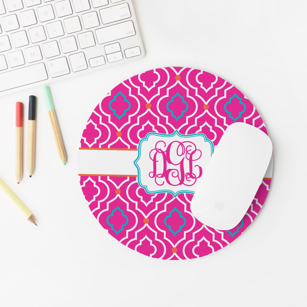 Colorful Trellis Round Mousepad - LIFESTYLE 2