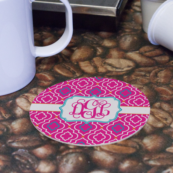 Colorful Trellis Round Paper Coaster - Front