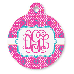 Colorful Trellis Round Pet ID Tag - Large (Personalized)