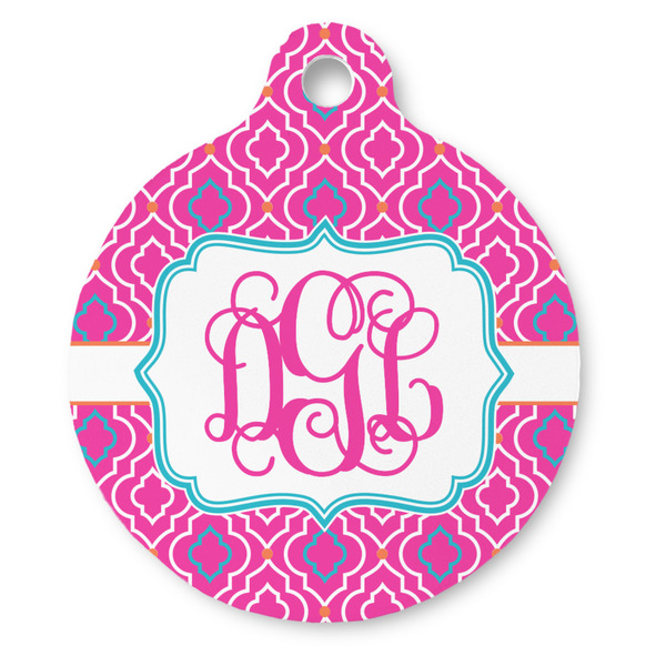 Custom Colorful Trellis Round Pet ID Tag - Large (Personalized)