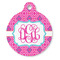 Colorful Trellis Round Pet ID Tag - Large - Front