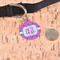 Colorful Trellis Round Pet ID Tag - Large - In Context