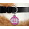 Colorful Trellis Round Pet Tag on Collar & Dog