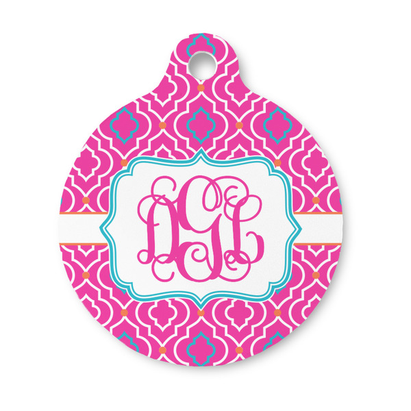 Custom Colorful Trellis Round Pet ID Tag - Small (Personalized)