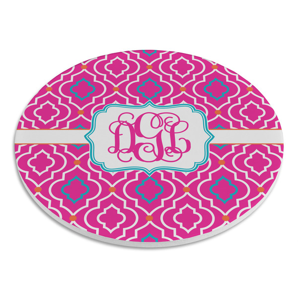 Colorful Trellis Round Stone Trivet - Angle View