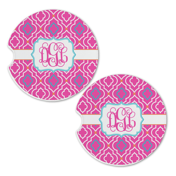 Colorful Trellis Sandstone Car Coasters - Set of 2