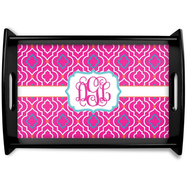 Custom Colorful Trellis Black Wooden Tray - Small (Personalized)