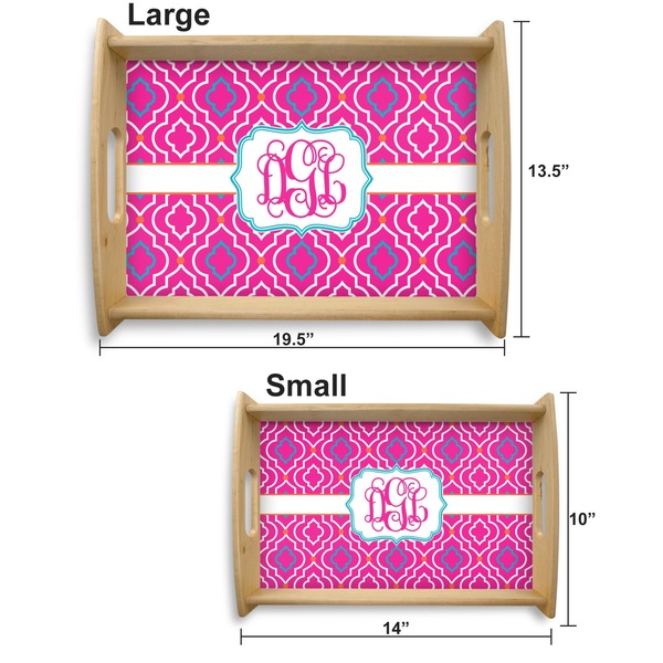 Colorful Trellis Serving Tray Wood Sizes