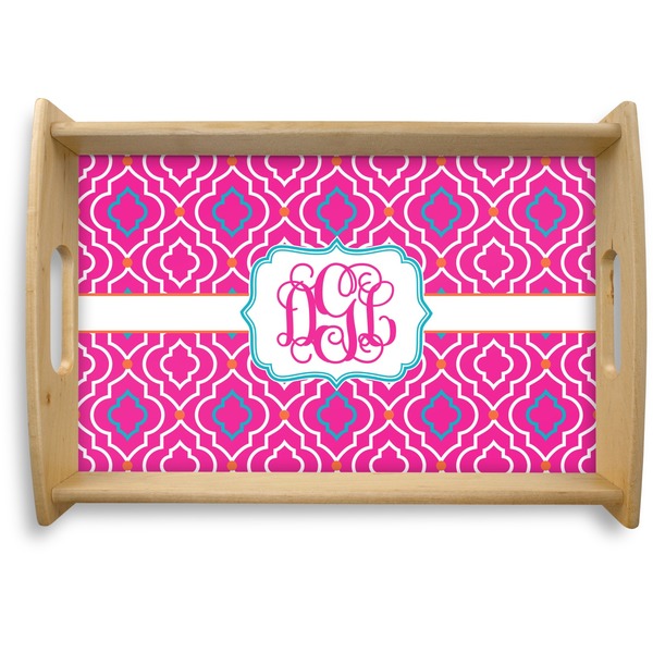 Custom Colorful Trellis Natural Wooden Tray - Small (Personalized)