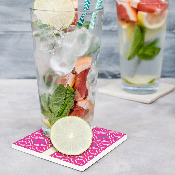 Colorful Trellis Set of 4 Stone Coasters - In Context View