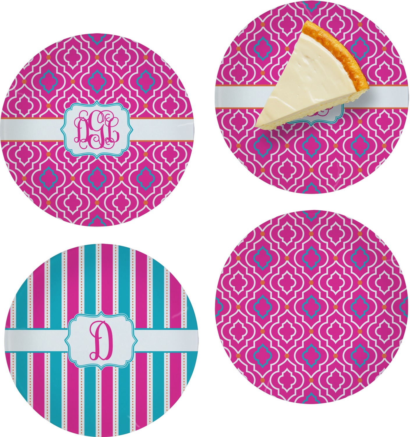 Custom Colorful Trellis 8" Glass Appetizer / Dessert Plates Single or