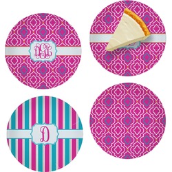 Colorful Trellis Set of 4 Glass Appetizer / Dessert Plate 8" (Personalized)