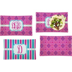 Colorful Trellis Set of 4 Glass Rectangular Lunch / Dinner Plate (Personalized)