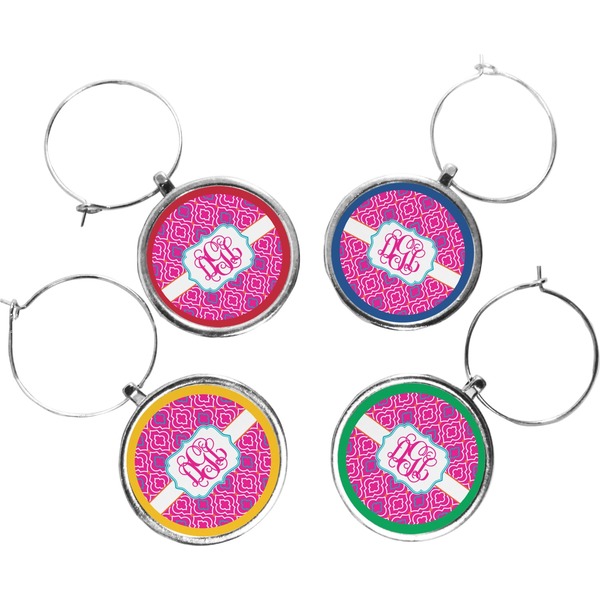 Custom Colorful Trellis Wine Charms (Set of 4) (Personalized)