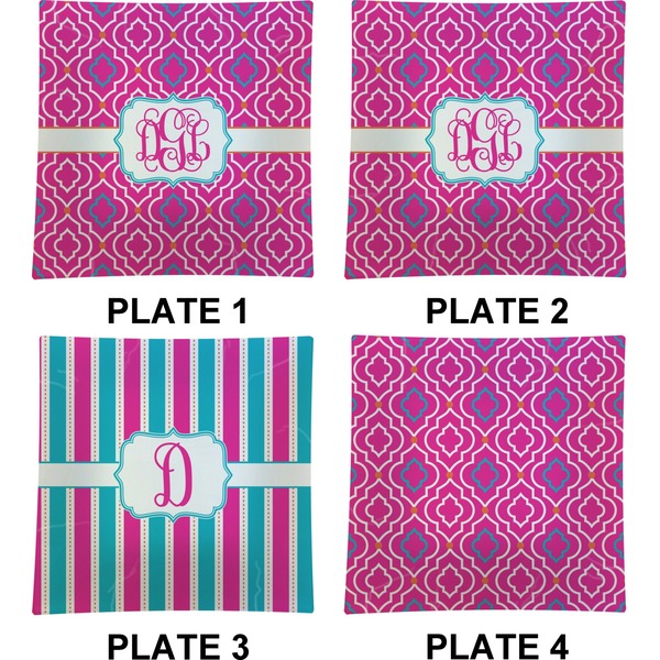 Colorful Trellis  Set of Square Dinner Plates (Approval)