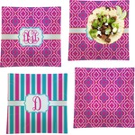 Colorful Trellis Set of 4 Glass Square Lunch / Dinner Plate 9.5" (Personalized)