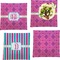Colorful Trellis Set of 4 Glass Square Lunch / Dinner Plate 9.5" (Personalized)