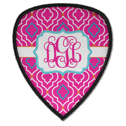 Colorful Trellis Iron on Shield Patch A w/ Monogram