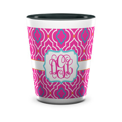 Colorful Trellis Ceramic Shot Glass - 1.5 oz - Two Tone - Set of 4 (Personalized)