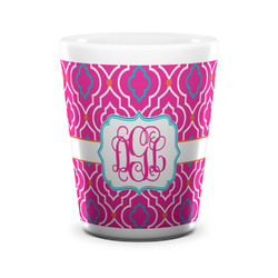 Colorful Trellis Ceramic Shot Glass - 1.5 oz - White - Set of 4 (Personalized)