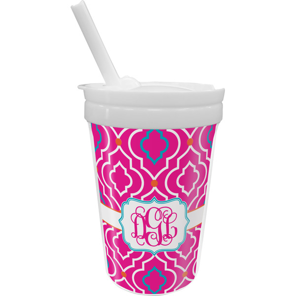 Custom Colorful Trellis Sippy Cup with Straw (Personalized)