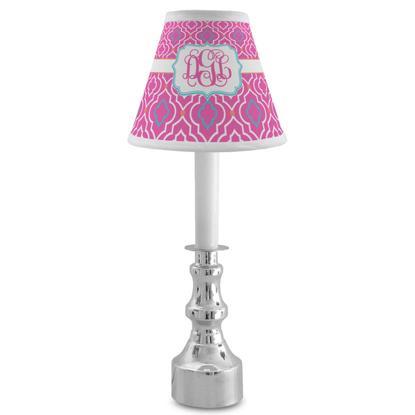 Colorful Trellis Small Chandelier Lamp - LIFESTYLE (on candle stick)