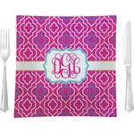 Colorful Trellis 9.5" Glass Square Lunch / Dinner Plate- Single or Set of 4 (Personalized)