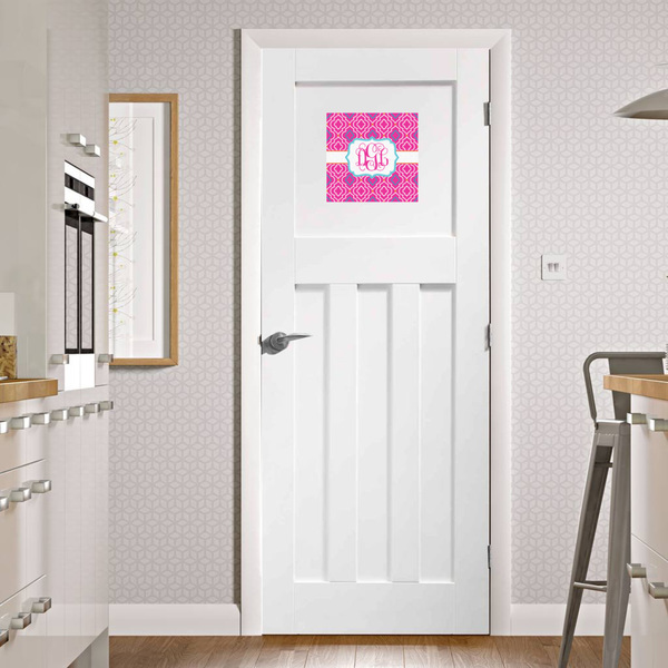 Colorful Trellis Square Wall Decal on Door