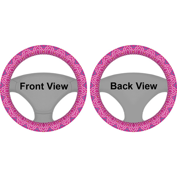 Colorful Trellis Steering Wheel Cover- Front and Back
