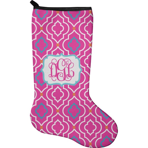 Custom Colorful Trellis Holiday Stocking - Neoprene (Personalized)
