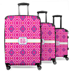 Colorful Trellis 3 Piece Luggage Set - 20" Carry On, 24" Medium Checked, 28" Large Checked (Personalized)