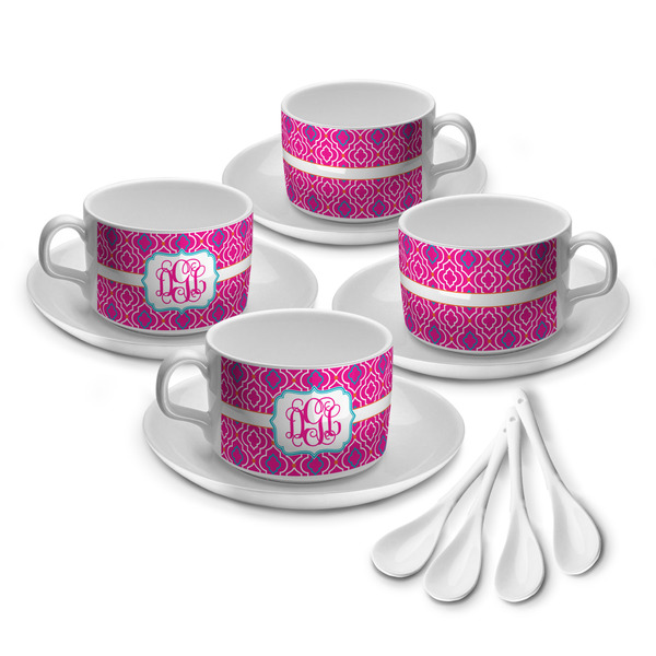 Custom Colorful Trellis Tea Cup - Set of 4 (Personalized)