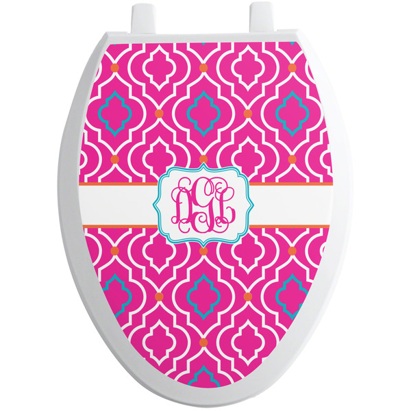 Custom Colorful Trellis Toilet Seat Decal - Elongated (Personalized)