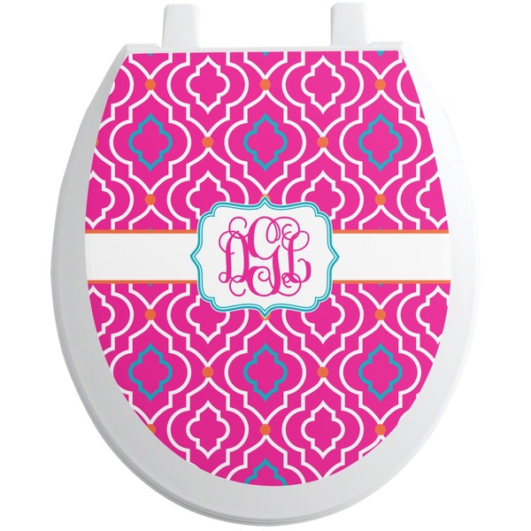 Custom Colorful Trellis Toilet Seat Decal - Round (Personalized)