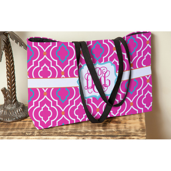 Colorful Trellis Tote w/Black Handles - Lifestyle View