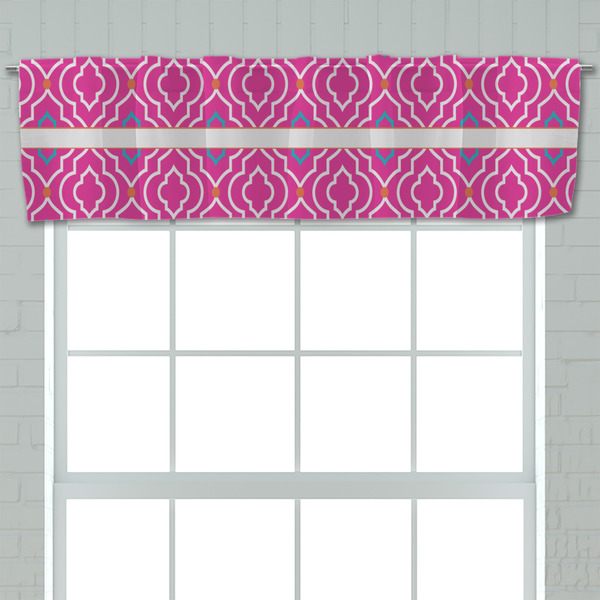 Colorful Trellis Valance - Closeup on window