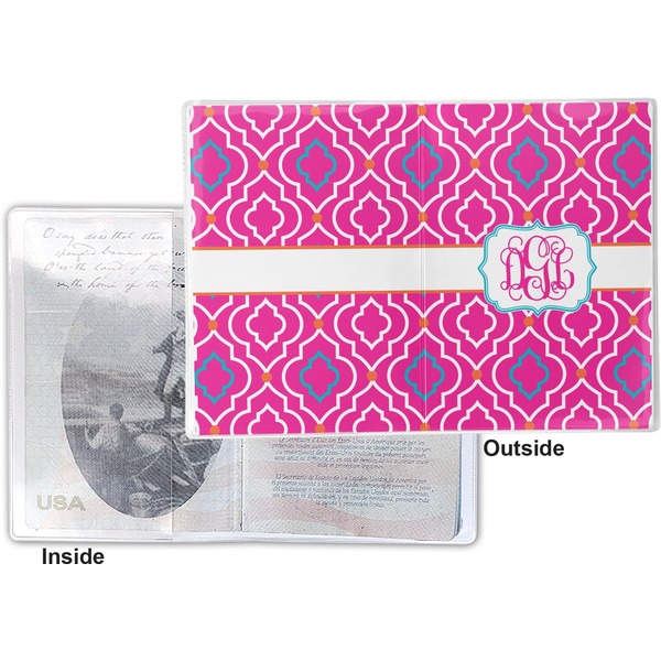 Colorful Trellis Vinyl Passport Holder - Flat Front and Back