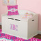 Colorful Trellis Wall Monogram on Toy Chest