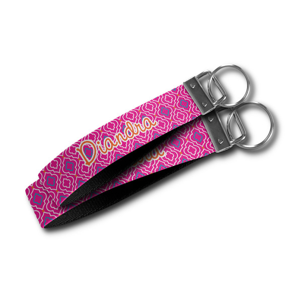 Colorful Trellis Webbing Keychain FOBs - Size Comparison