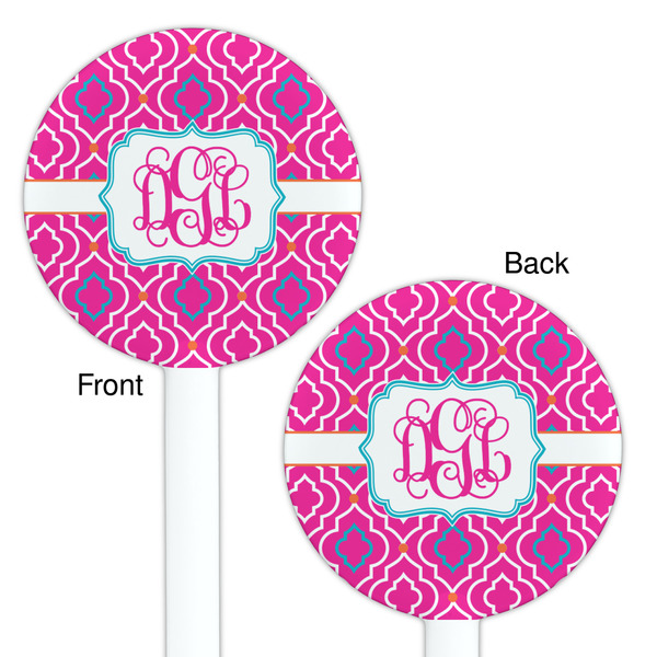 Colorful Trellis White Plastic 5.5" Stir Stick - Double Sided - Round - Front & Back