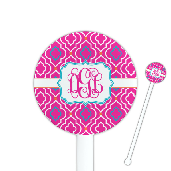 Custom Colorful Trellis 5.5" Round Plastic Stir Sticks - White - Single Sided (Personalized)