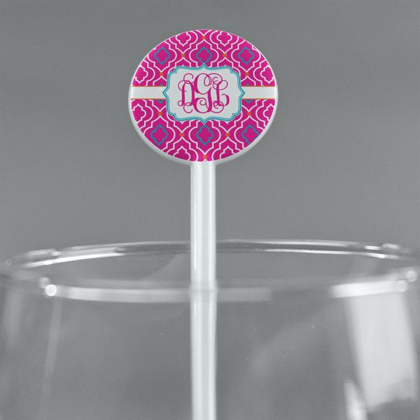 Colorful Trellis White Plastic 5.5" Stir Stick - Round - Main