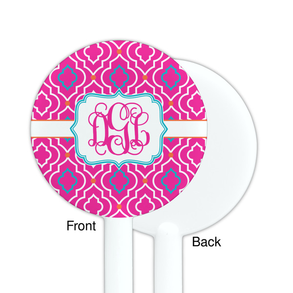 Colorful Trellis White Plastic 5.5" Stir Stick - Single Sided - Round - Front & Back