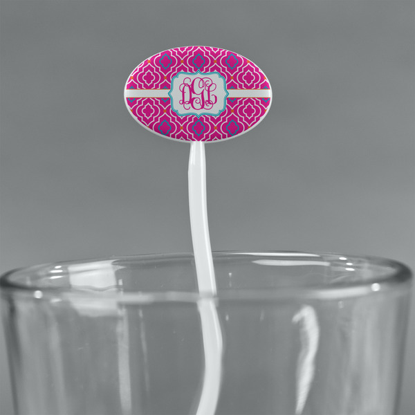 Colorful Trellis White Plastic 7" Stir Stick - Oval - Main