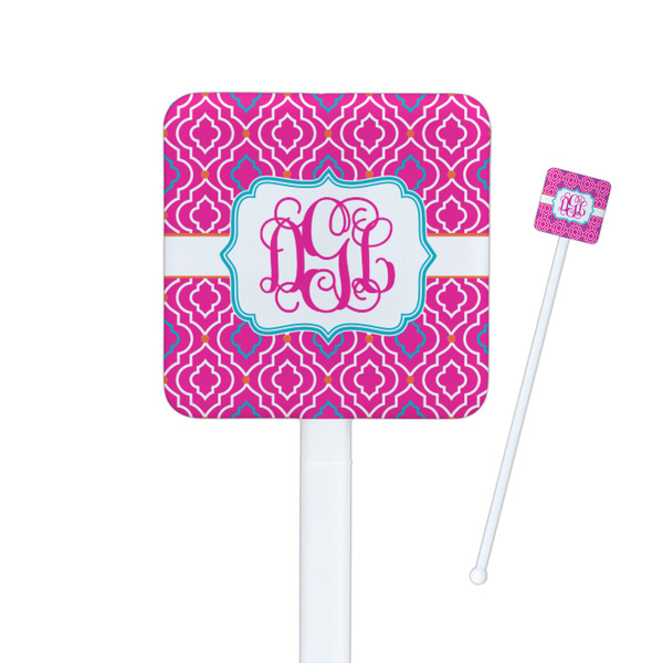 Custom Colorful Trellis Square Plastic Stir Sticks (Personalized)