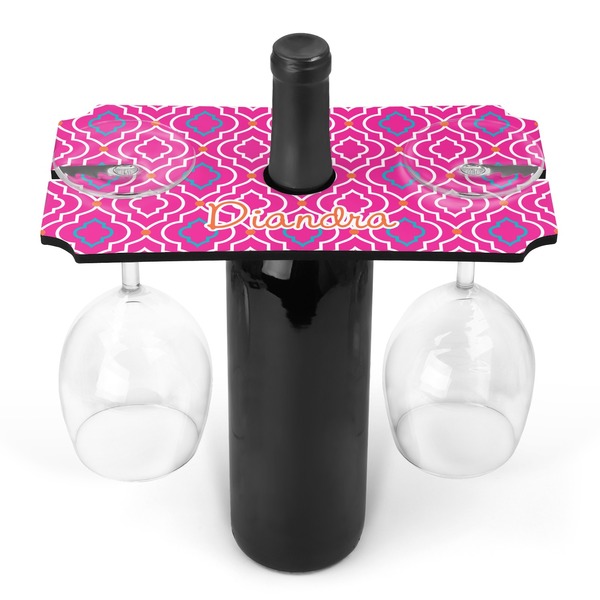 Custom Colorful Trellis Wine Bottle & Glass Holder (Personalized)