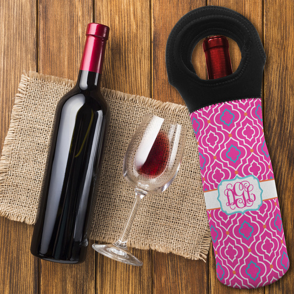 Colorful Trellis Wine Tote Bag - FLATLAY