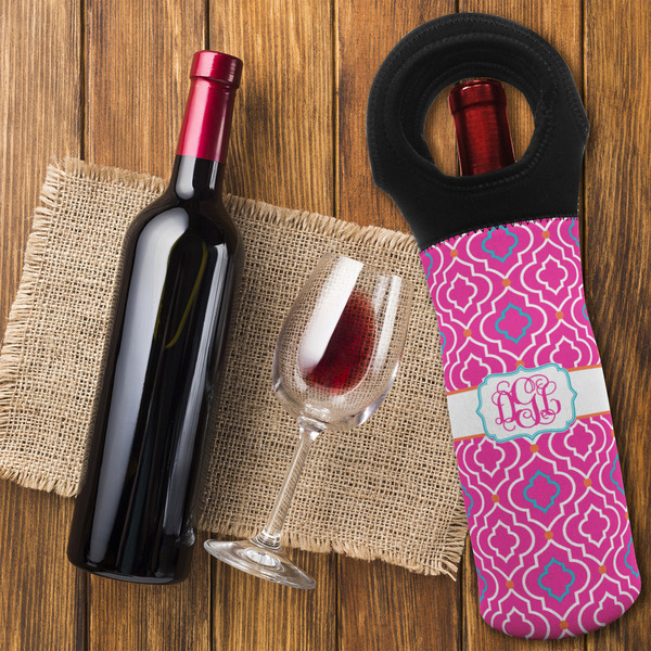 Colorful Trellis Wine Tote Bag - FLATLAY